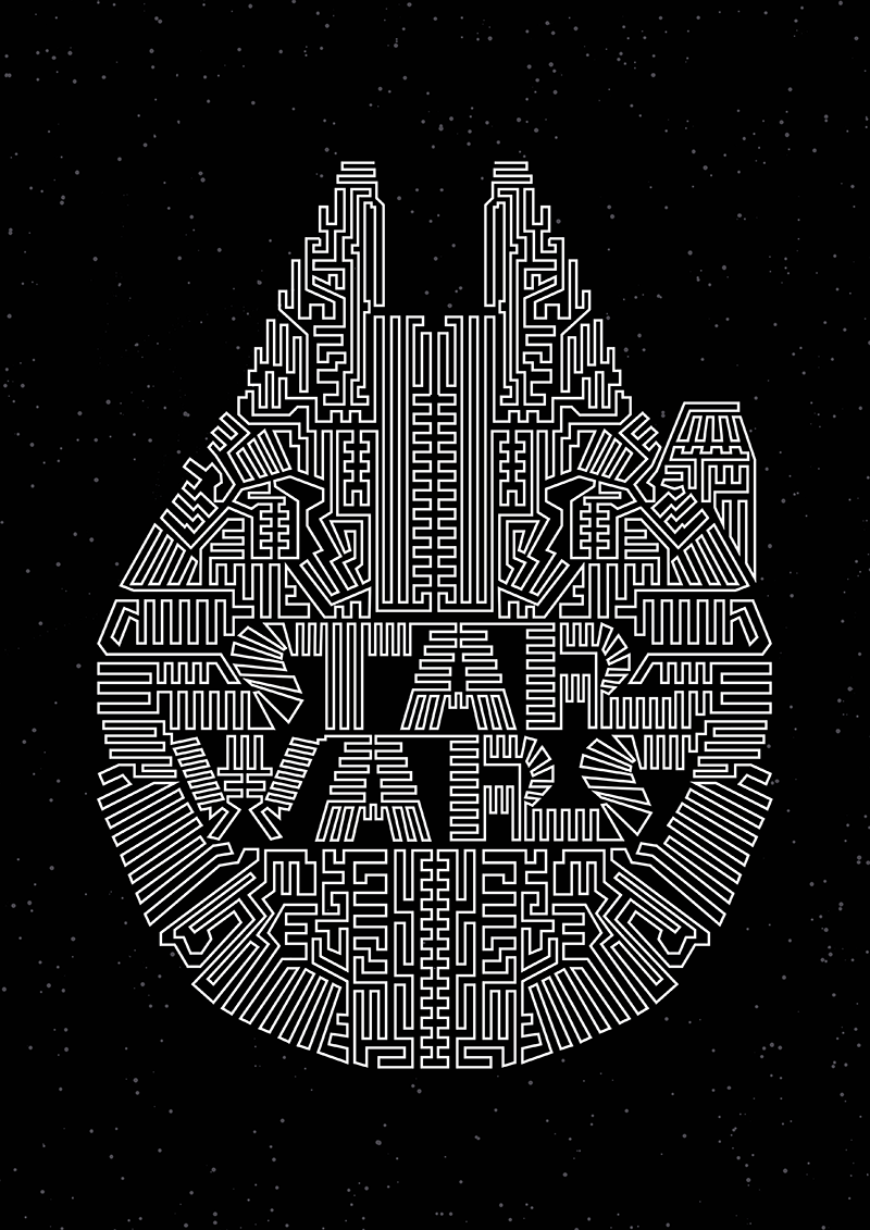 Star Wars poster showing the Millennium Falcon
