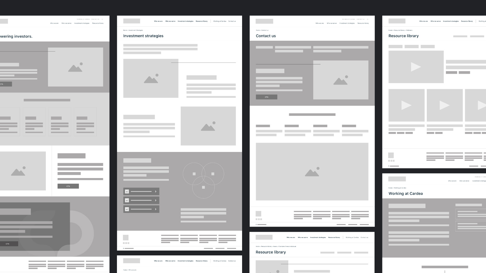 Examples of low fidelity wireframes.